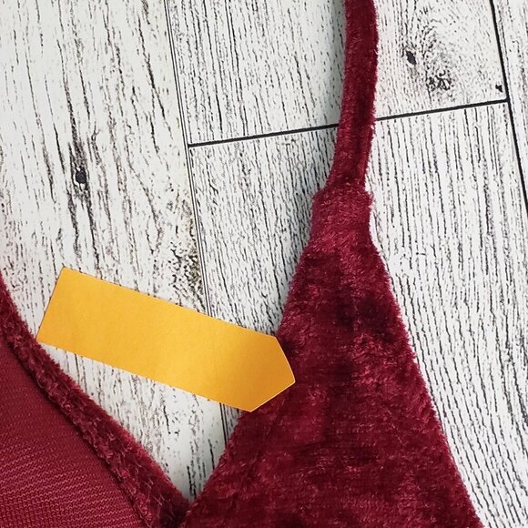 VTG Victoria's Secret Slip Dress Nightgown Long 70s Red Crushed Velvet Red M - Picture 12 of 12
